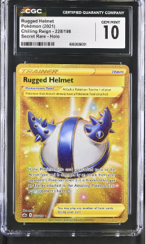 Rugged Helmet (SECRET RARE - HOLO) : 228/198 CHILLING REIGN - CERTIFIED GUARANTY COMPANY Graded Card - 10 GEM MINT
