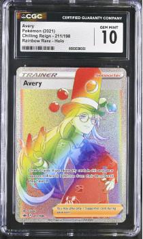 Avery (RAINBOW RARE - HOLO) : 211/198 CHILLING REIGN - CERTIFIED GUARANTY COMPANY Graded Card - 10 GEM MINT