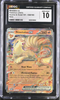Ninetales EX (HOLO) : 038/165 SCARLET AND VIOLET - 151 - CERTIFIED GUARANTY COMPANY Graded Card - 10 GEM MINT