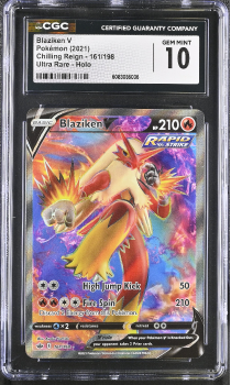 Blaziken V (ULTRA RARE - HOLO) : 161/198 CHILLING REIGN - CERTIFIED GUARANTY COMPANY Graded Card - 10 GEM MINT