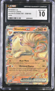 Ninetales EX (HOLO) : 038/165 SCARLET AND VIOLET - 151 - CERTIFIED GUARANTY COMPANY Graded Card - 10 GEM MINT
