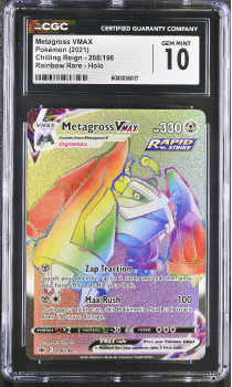 Metagross VMAX (RAINBOW RARE - HOLO) : 208/198 CHILLING REIGN - CERTIFIED GUARANTY COMPANY Graded Card - 10 GEM MINT
