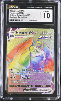 Metagross VMAX (RAINBOW RARE - HOLO) : 208/198 CHILLING REIGN - CERTIFIED GUARANTY COMPANY Graded Card - 10 GEM MINT