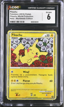 Pikachu (HOLO)(POLISH) : PIKACHU WORLD COLLECTION - CERTIFIED GUARANTY COMPANY Graded Card - 6 EX/NM