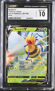 Beedrill V (HOLO) : 001/189 ASTRAL RADIANCE - CERTIFIED GUARANTY COMPANY Graded Card - 10 GEM MINT