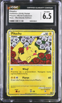 Pikachu (HOLO)(POLISH) : PIKACHU WORLD COLLECTION - CERTIFIED GUARANTY COMPANY Graded Card - 6 EX/NM+