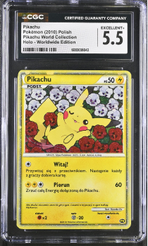 Pikachu (HOLO)(POLISH) : PIKACHU WORLD COLLECTION - CERTIFIED GUARANTY COMPANY Graded Card - 5.5 EXCELLENT+