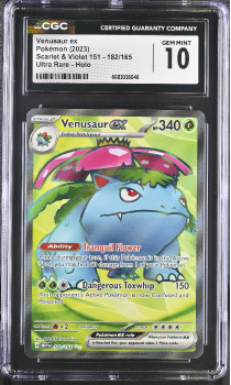 Venusaur EX (ULTRA RARE) : 182/165 SCARLET AND VIOLET - 151 - CERTIFIED GUARANTY COMPANY Graded Card - 10 GEM MINT