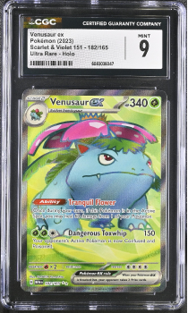 Venusaur EX (ULTRA RARE) : 182/165 SCARLET AND VIOLET - 151 - CERTIFIED GUARANTY COMPANY Graded Card - 9 MINT