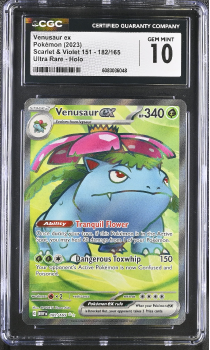 Venusaur EX (ULTRA RARE) : 182/165 SCARLET AND VIOLET - 151 - CERTIFIED GUARANTY COMPANY Graded Card - 10 GEM MINT