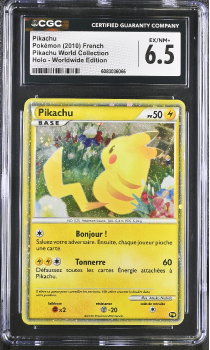 Pikachu (HOLO)(FRENCH) : PIKACHU 2010 WORLD COLLECTION - CERTIFIED GUARANTY COMPANY Graded Card - 6.5 EX/NM+