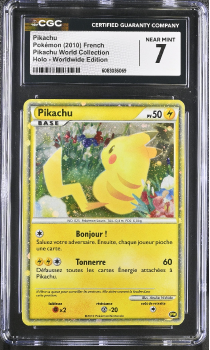 Pikachu (HOLO)(FRENCH) : PIKACHU 2010 WORLD COLLECTION - CERTIFIED GUARANTY COMPANY Graded Card - 7 NEAR MINT