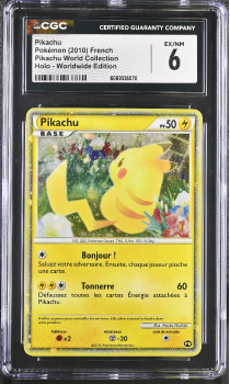 Pikachu (HOLO)(FRENCH) : PIKACHU 2010 WORLD COLLECTION - CERTIFIED GUARANTY COMPANY Graded Card - 6 EX/NM