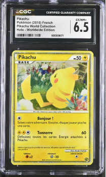 Pikachu (HOLO)(FRENCH) : PIKACHU 2010 WORLD COLLECTION - CERTIFIED GUARANTY COMPANY Graded Card - 6.5 EX/NM+