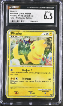 Pikachu (HOLO)(FRENCH) : PIKACHU 2010 WORLD COLLECTION - CERTIFIED GUARANTY COMPANY Graded Card - 6.5 EX/NM+
