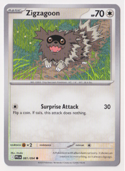 Zigzagoon single card from Pokemon