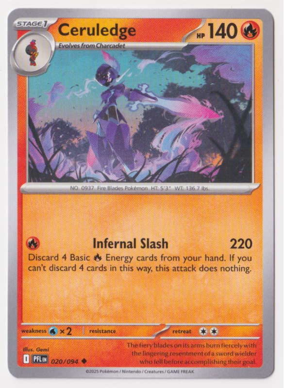 Ceruledge : MEGA EVOLUTION - PHANTASMAL FLAMES 20/94 - Pokemon Single Card Ceruledge : MEGA EVOLUTION - PHANTASMAL FLAMES 20/94 - Pokemon Single Card