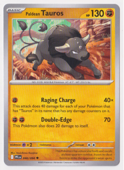 Paldean Tauros single card from Pokemon
