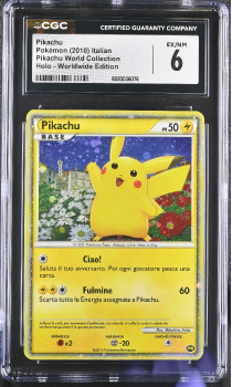 Pikachu (HOLO)(ITALIAN) : PIKACHU 2010 WORLD COLLECTION - CERTIFIED GUARANTY COMPANY Graded Card - 6 EX/NM