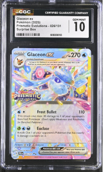 Glaceon EX (SURPRISE BOX) : 026/131 PRISMATIC EVOLUTIONS - CERTIFIED GUARANTY COMPANY Graded Card - 10 GEM MINT