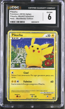 Pikachu (HOLO)(ITALIAN) : PIKACHU 2010 WORLD COLLECTION - CERTIFIED GUARANTY COMPANY Graded Card - 6 EX/NM