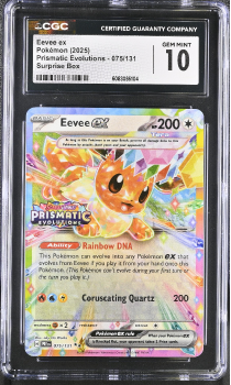Eevee EX (SURPRISE BOX) : 075/131 SCARLET AND VIOLET - PRISMATIC EVOLUTIONS - CERTIFIED GUARANTY COMPANY Graded Card - 10 GEM MINT