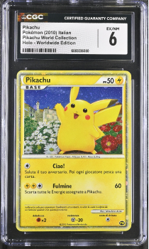 Pikachu (HOLO)(ITALIAN) : PIKACHU 2010 WORLD COLLECTION - CERTIFIED GUARANTY COMPANY Graded Card - 6 EX/NM