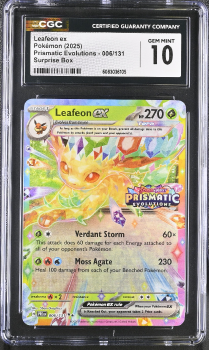 Leafeon EX (SURPRISE BOX) : 006/131 SCARLET AND VIOLET - PRISMATIC EVOLUTIONS - CERTIFIED GUARANTY COMPANY Graded Card - 10 GEM MINT