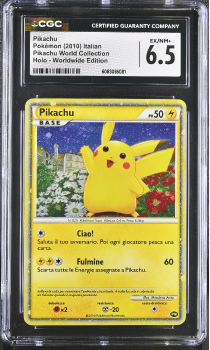 Pikachu (HOLO)(ITALIAN) : PIKACHU 2010 WORLD COLLECTION - CERTIFIED GUARANTY COMPANY Graded Card - 6.5 EX/NM+