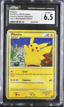 Pikachu (HOLO)(ITALIAN) : PIKACHU 2010 WORLD COLLECTION - CERTIFIED GUARANTY COMPANY Graded Card - 6.5 EX/NM+