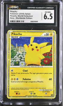 Pikachu (HOLO)(ITALIAN) : PIKACHU 2010 WORLD COLLECTION - CERTIFIED GUARANTY COMPANY Graded Card - 6.5 EX/NM+