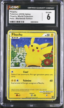 Pikachu (HOLO)(ITALIAN) : PIKACHU 2010 WORLD COLLECTION - CERTIFIED GUARANTY COMPANY Graded Card - 6 EX/NM