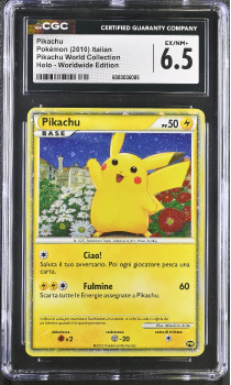 Pikachu (HOLO)(ITALIAN) : PIKACHU 2010 WORLD COLLECTION - CERTIFIED GUARANTY COMPANY Graded Card - 6.5 EX/NM+