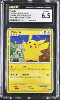 Pikachu (HOLO)(ITALIAN) : PIKACHU 2010 WORLD COLLECTION - CERTIFIED GUARANTY COMPANY Graded Card - 6.5 EX/NM+