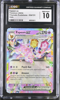 Espeon EX (HOLO) : 034/131 SCARLET AND VIOLET - PRISMATIC EVOLUTIONS - CERTIFIED GUARANTY COMPANY Graded Card - 10 GEM MINT