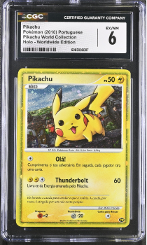 Pikachu (HOLO)(PORTUGUESE) : PIKACHU 2010 WORLD COLLECTION - CERTIFIED GUARANTY COMPANY Graded Card - 6 EX/NM