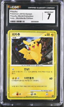 Pikachu (HOLO)(KOREAN) : PIKACHU 2010 WORLD COLLECTION - CERTIFIED GUARANTY COMPANY Graded Card - 7 NEAR MINT