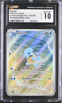Squirtle (ILLUSTRATION RARE) : 170/165 SCARLET AND VIOLET - 151 - CERTIFIED GUARANTY COMPANY Graded Card - 10 GEM MINT