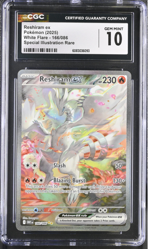 Reshiram EX (SPECIAL ILLUSTRATION RARE) : 166/086 SCARLET AND VIOLET - WHITE FLARE - CERTIFIED GUARANTY COMPANY Graded Reshiram EX (SPECIAL ILLUSTRATION RARE) : 166/086 SCARLET AND VIOLET - WHITE FLARE - CERTIFIED GUARANTY COMPANY Graded