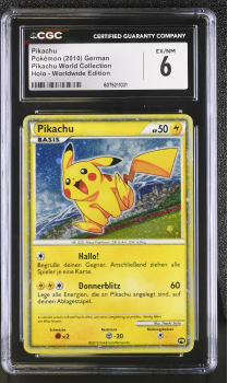 Pikachu (PROMO)(GERMAN) : PIKACHU WORLD COLLECTION 2010 - CERTIFIED GUARANTY COMPANY Graded Card - 6 EX/NM