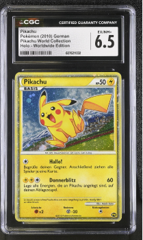 Pikachu (PROMO)(GERMAN) : PIKACHU WORLD COLLECTION 2010 - CERTIFIED GUARANTY COMPANY Graded Card - 6.5 EX/NM+