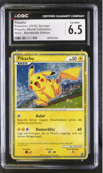 Pikachu (PROMO)(GERMAN) : PIKACHU WORLD COLLECTION 2010 - CERTIFIED GUARANTY COMPANY Graded Card - 6.5 EX/NM+