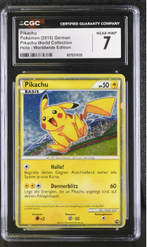 Pikachu (PROMO)(GERMAN) : PIKACHU WORLD COLLECTION 2010 - CERTIFIED GUARANTY COMPANY Graded Card - 7 NEAR MINT
