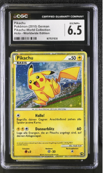 Pikachu (PROMO)(GERMAN) : PIKACHU WORLD COLLECTION 2010 - CERTIFIED GUARANTY COMPANY Graded Card - 6.5 EX/NM+