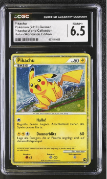 Pikachu (PROMO)(GERMAN) : PIKACHU WORLD COLLECTION 2010 - CERTIFIED GUARANTY COMPANY Graded Card - 6.5 EX/NM+