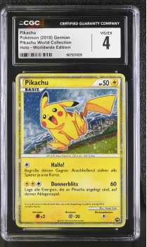Pikachu (PROMO)(GERMAN) : PIKACHU WORLD COLLECTION 2010 - CERTIFIED GUARANTY COMPANY Graded Card - 4 VG/EX