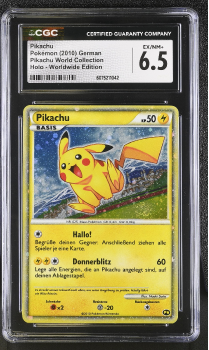 Pikachu (PROMO)(GERMAN) : PIKACHU WORLD COLLECTION 2010 - CERTIFIED GUARANTY COMPANY Graded Card - 6.5 EX/NM+