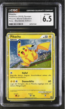 Pikachu (PROMO)(GERMAN) : PIKACHU WORLD COLLECTION 2010 - CERTIFIED GUARANTY COMPANY Graded Card - 6.5 EX/NM+