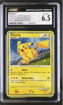 Pikachu (PROMO)(GERMAN) : PIKACHU WORLD COLLECTION 2010 - CERTIFIED GUARANTY COMPANY Graded Card - 6.5 EX/NM+