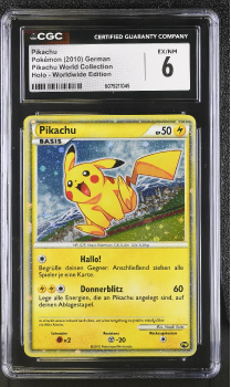 Pikachu (PROMO)(GERMAN) : PIKACHU WORLD COLLECTION 2010 - CERTIFIED GUARANTY COMPANY Graded Card - 6 EX/NM
